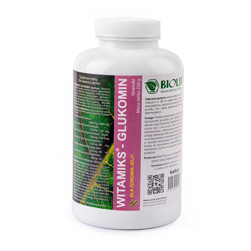 Biolit Witamiks – Glukomin - granulki na zdrowe jelita, 230g